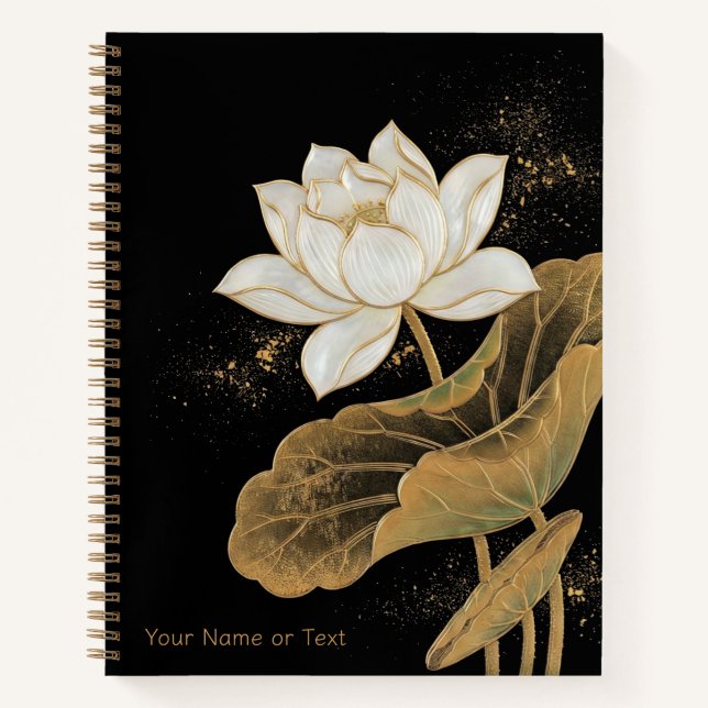Gilded Serenity: The Raden Lotus & Maki-e Style Notebook (Front)