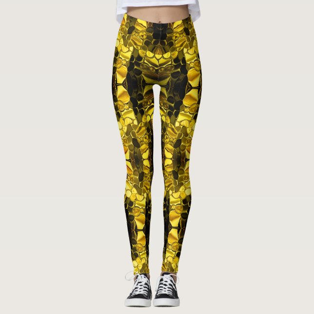 Gilded shapes and dark depth. leggings (Front)
