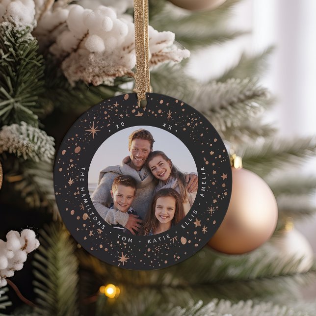 Gilded Stars | Holiday Photo Ceramic Ornament (Creator Uploaded)