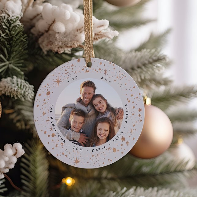 Gilded Stars | Holiday Photo Ceramic Ornament (Creator Uploaded)