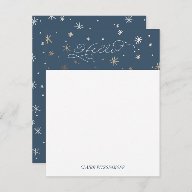Gilded Stars Personal Stationery, Night Sky Card (Front/Back)