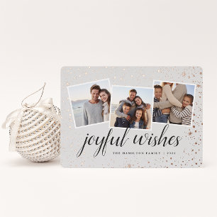 Gilded Stars   Photo Collage Foil Holiday Card