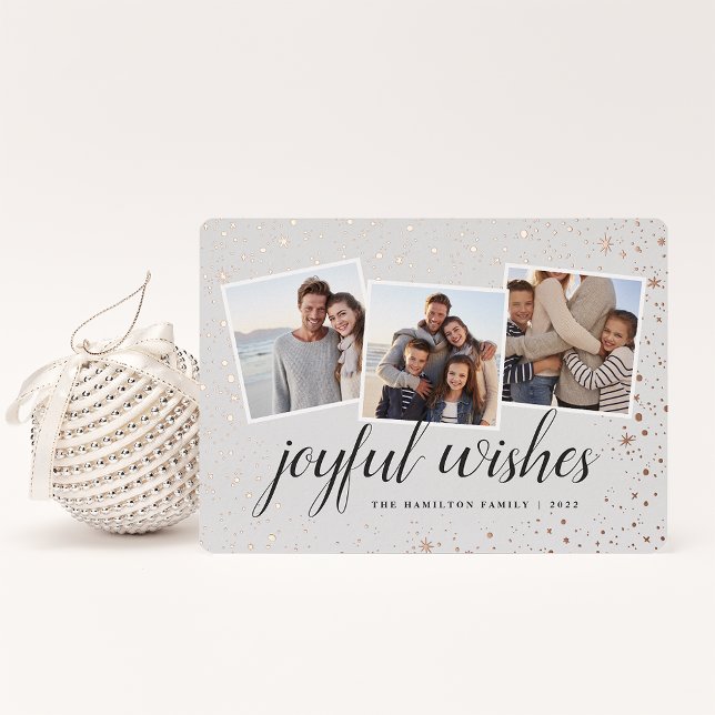 Gilded Stars | Photo Collage Foil Holiday Card (Creator Uploaded)