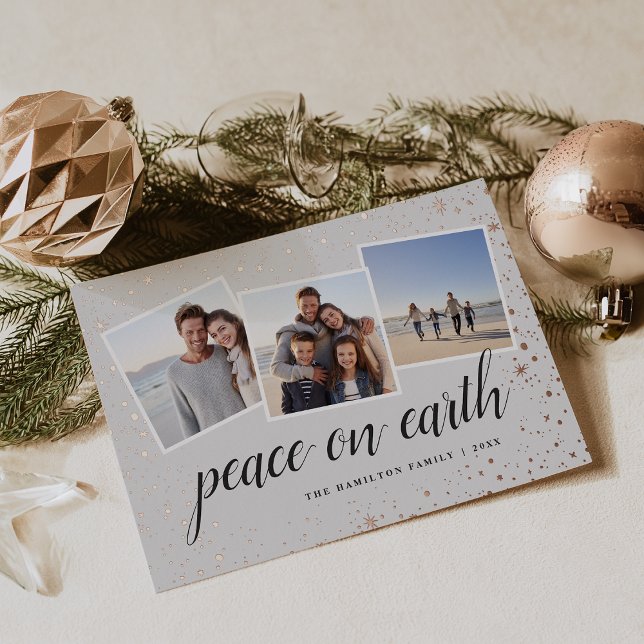 Gilded Stars | Photo Collage Foil Holiday Card (Creator Uploaded)