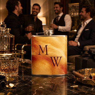 Gilded Sunset Monogram Hip Flask