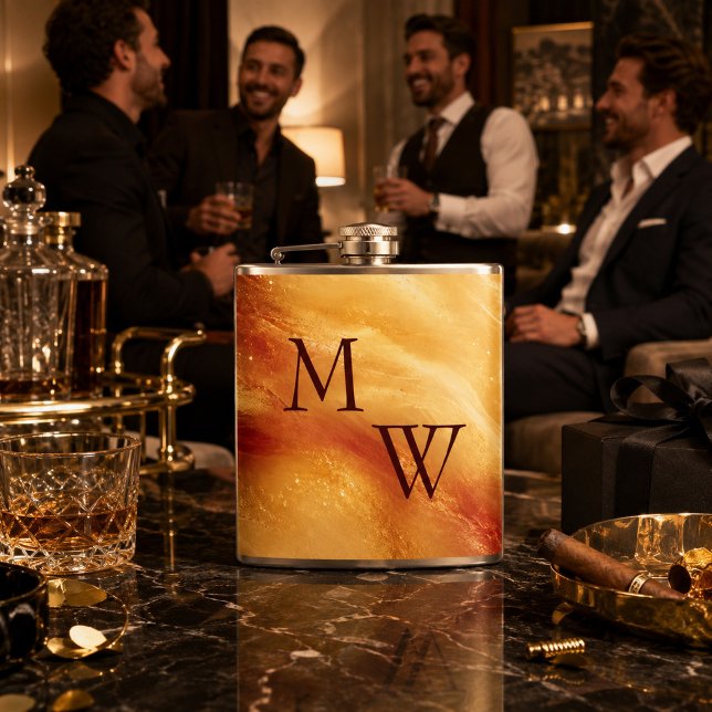 Gilded Sunset Monogram  Hip Flask (Creator Uploaded)