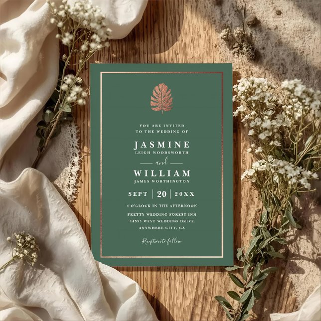 Gilded Tropics Elegant Modern QR Code Wedding Invitation (Creator Uploaded)