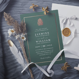 Gilded Tropics Palm Elegant Modern Chic Wedding Invitation