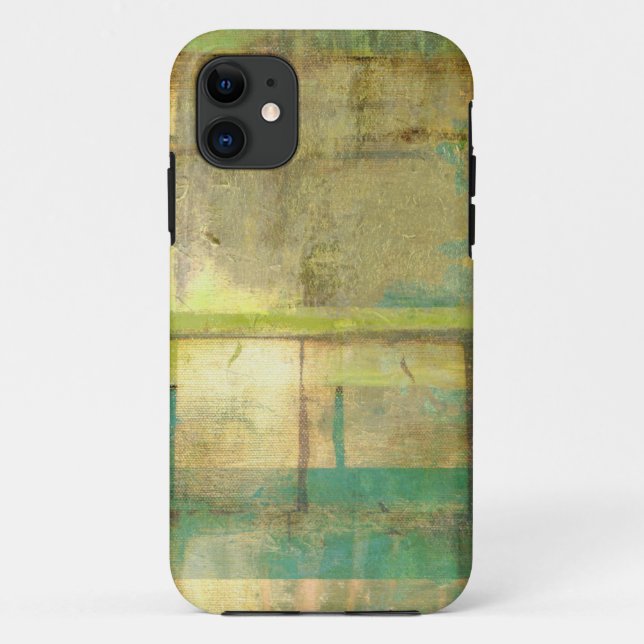 Gilded Turquoise and Green Abstract Painting Case-Mate iPhone Case (Back)