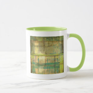 Gilded Turquoise and Green Abstract Painting Mug