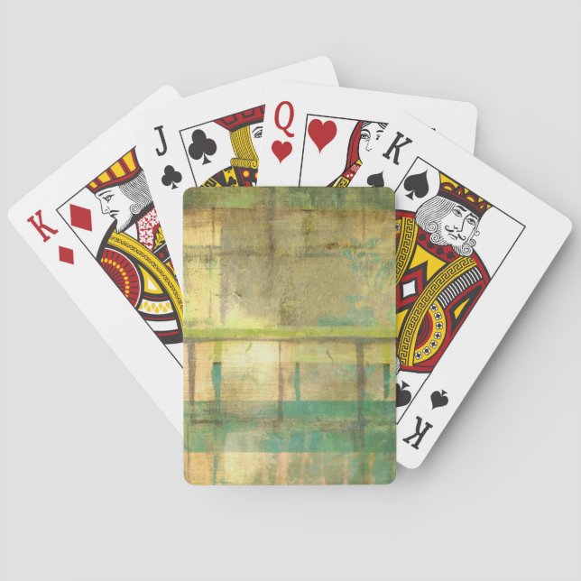 Gilded Turquoise and Green Abstract Painting Playing Cards (Back)