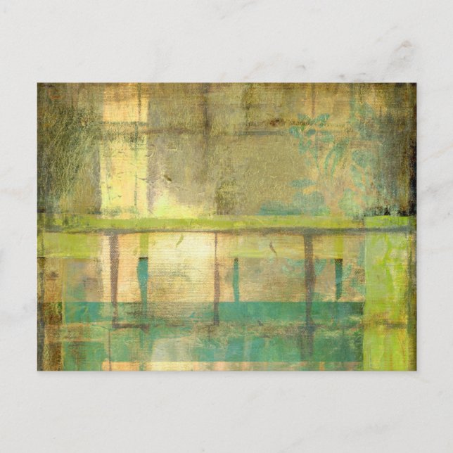 Gilded Turquoise and Green Abstract Painting Postcard (Front)