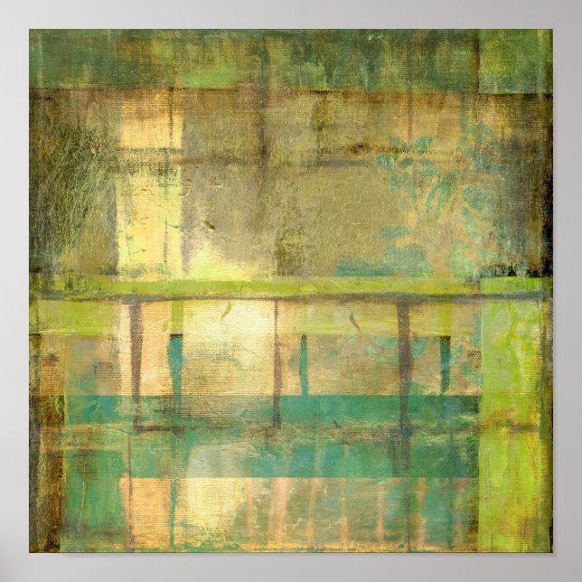 Gilded Turquoise and Green Abstract Painting Poster (Front)