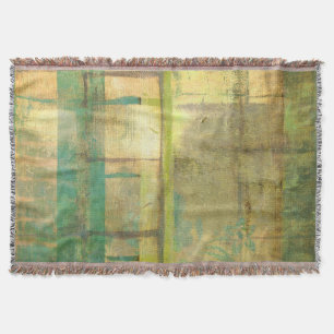 Gilded Turquoise and Green Abstract Painting Throw Blanket