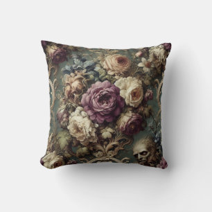 Gilded Unease – Gothic Victorian Floral Design Cushion