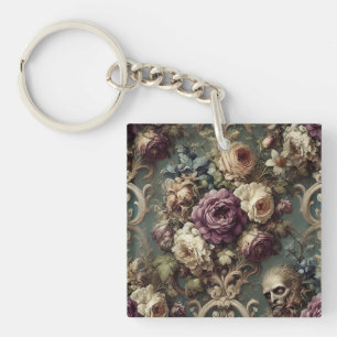 Gilded Unease – Gothic Victorian Floral Design Key Ring