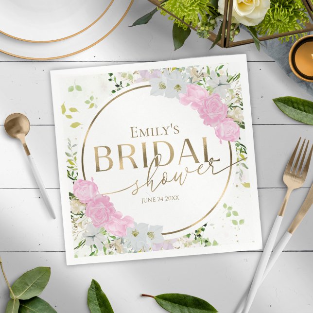 Gilded Wildflower Spring Bridal Shower Napkin (Creator Uploaded)
