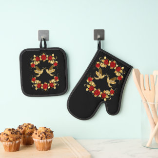 Gilded Wings ( set) Oven Mitt & Pot Holder Set