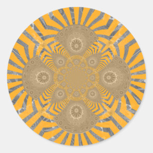 Gilded Zephyr: Elegance in Golden Yellow & Chrome Classic Round Sticker