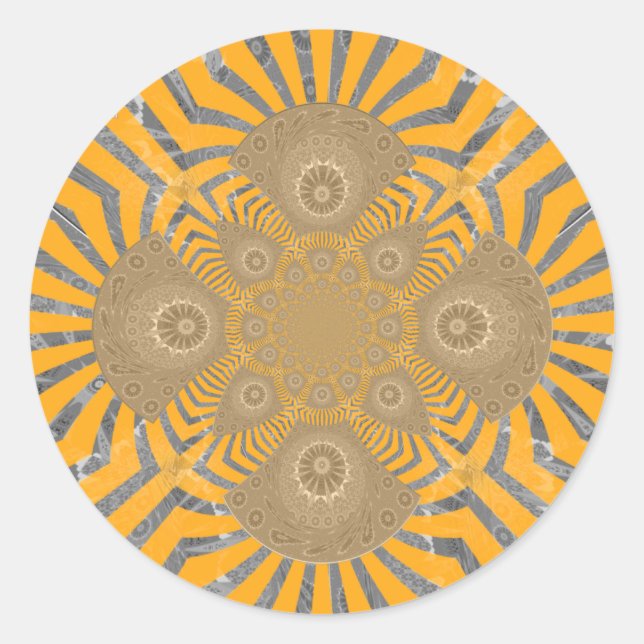 Gilded Zephyr: Elegance in Golden Yellow & Chrome Classic Round Sticker (Front)