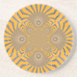 Gilded Zephyr: Elegance in Golden Yellow & Chrome Coaster