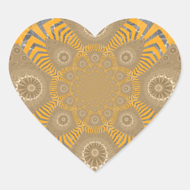 Gilded Zephyr: Elegance in Golden Yellow & Chrome Heart Sticker (Front)
