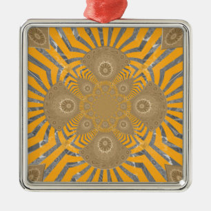 Gilded Zephyr: Elegance in Golden Yellow & Chrome Metal Tree Decoration