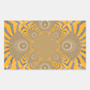 Gilded Zephyr: Elegance in Golden Yellow & Chrome Rectangular Sticker