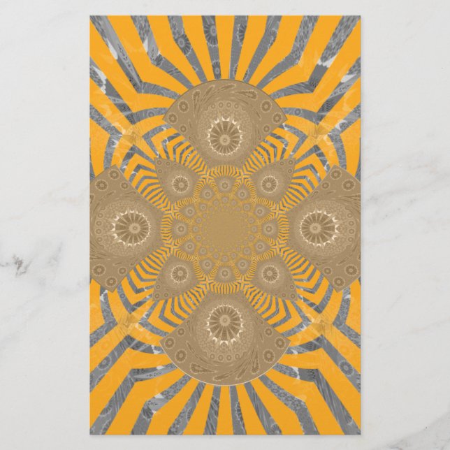 Gilded Zephyr: Elegance in Golden Yellow & Chrome Stationery (Front)