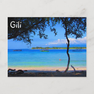 gili beach view postcard