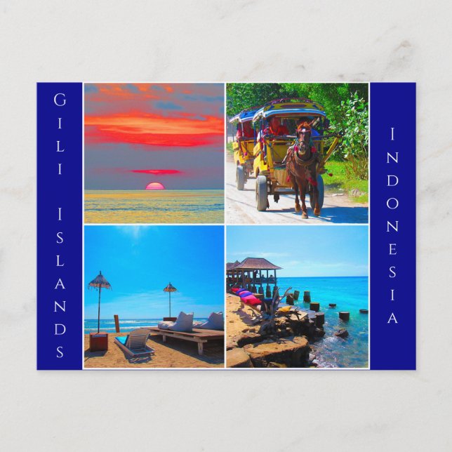 gili islands collage postcard (Front)