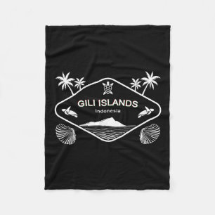 Gili Islands Indonesia Sea Turtle Palms Vacation S Fleece Blanket