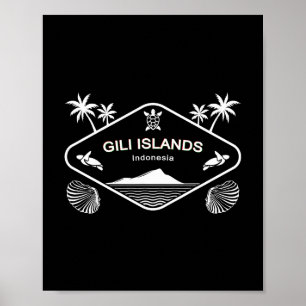 Gili Islands Indonesia Sea Turtle Palms Vacation S Poster