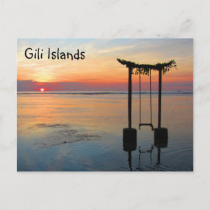 gili sunset swing postcard