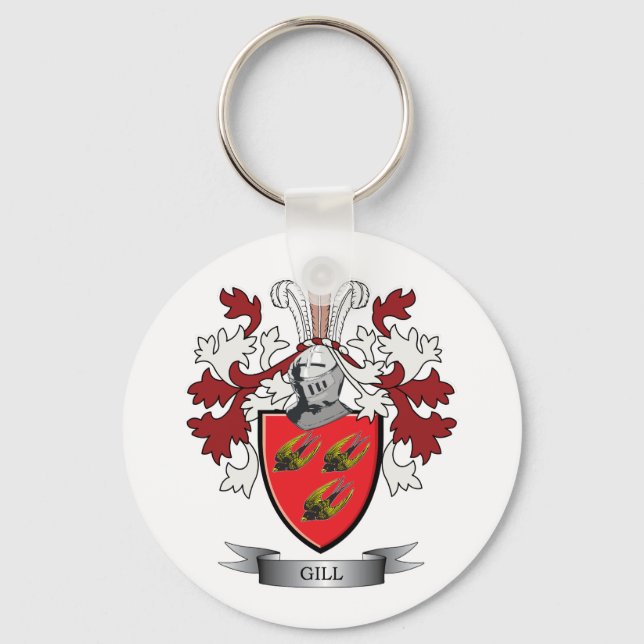 Gill Family Crest Coat of Arms Key Ring (Front)