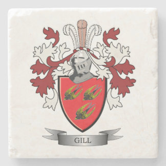 Gill Family Crest Coat of Arms Stone Coaster
