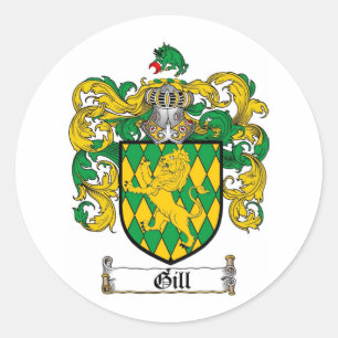 GILL FAMILY CREST -  GILL COAT OF ARMS CLASSIC ROUND STICKER