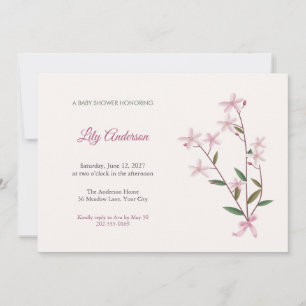 Gillenia Pink Starry Baby Shower Girl Invitation