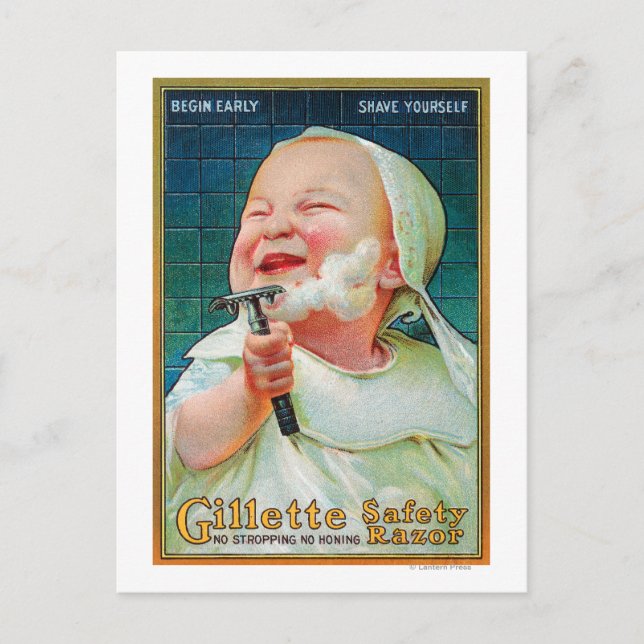 Gillette Safety Razor - Begin Early Shave Postcard (Front)