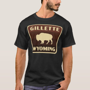 Gillette Wyoming Retro Buffalo Badge Brown T-Shirt