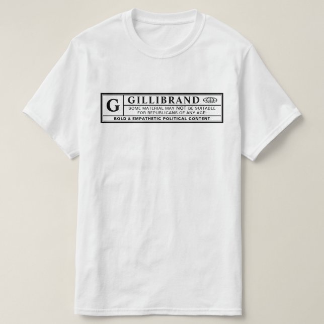 Gillibrand Warning Label T-Shirt (Design Front)
