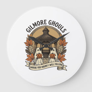 Gilmore Ghouls Vintage Halloween Ghost Large Clock