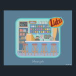 Gilmore Girls | Luke's Diner Graphic Poster<br><div class="desc">Step inside the heart of Stars Hollow with this charming illustration of Luke's Diner. From the classic counter stools to the colourful chalkboard menu,  this design captures every detail of the beloved local hangout.</div>
