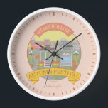 Gilmore Girls | Stars Hollow Autumn Festival Clock<br><div class="desc">Capture the cosy,  picturesque feeling of fall in Stars Hollow with this vibrant Autumn Festival design. Featuring the town square with its gazebo,  fall decorations,  and charming storefronts,  this artwork embodies the spirit of community and celebration that fans adore.</div>