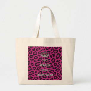 Gilry chic Save water drink champagne white Large Tote Bag