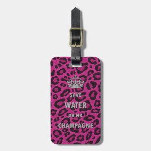 Gilry chic Save water drink champagne white Luggage Tag