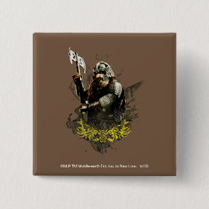 GIMLI™ With Axe Vector Collage 15 Cm Square Badge