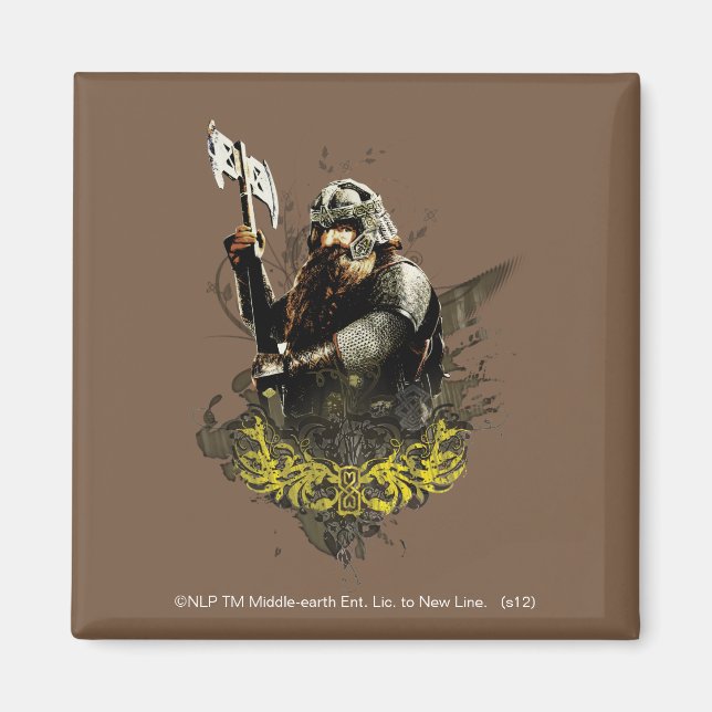 GIMLI™ With Axe Vector Collage Magnet (Front)