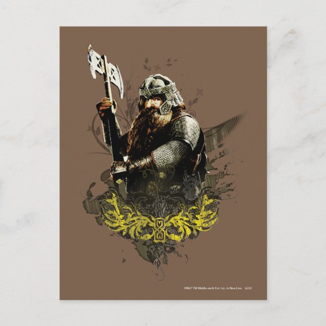 GIMLI™ With Axe Vector Collage Postcard (Front)