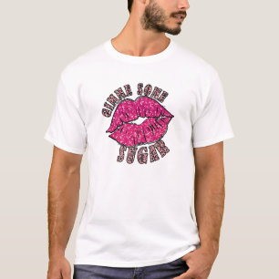 Gimme A Some Sugar Pink Coloured Lips Graphic Vale T-Shirt